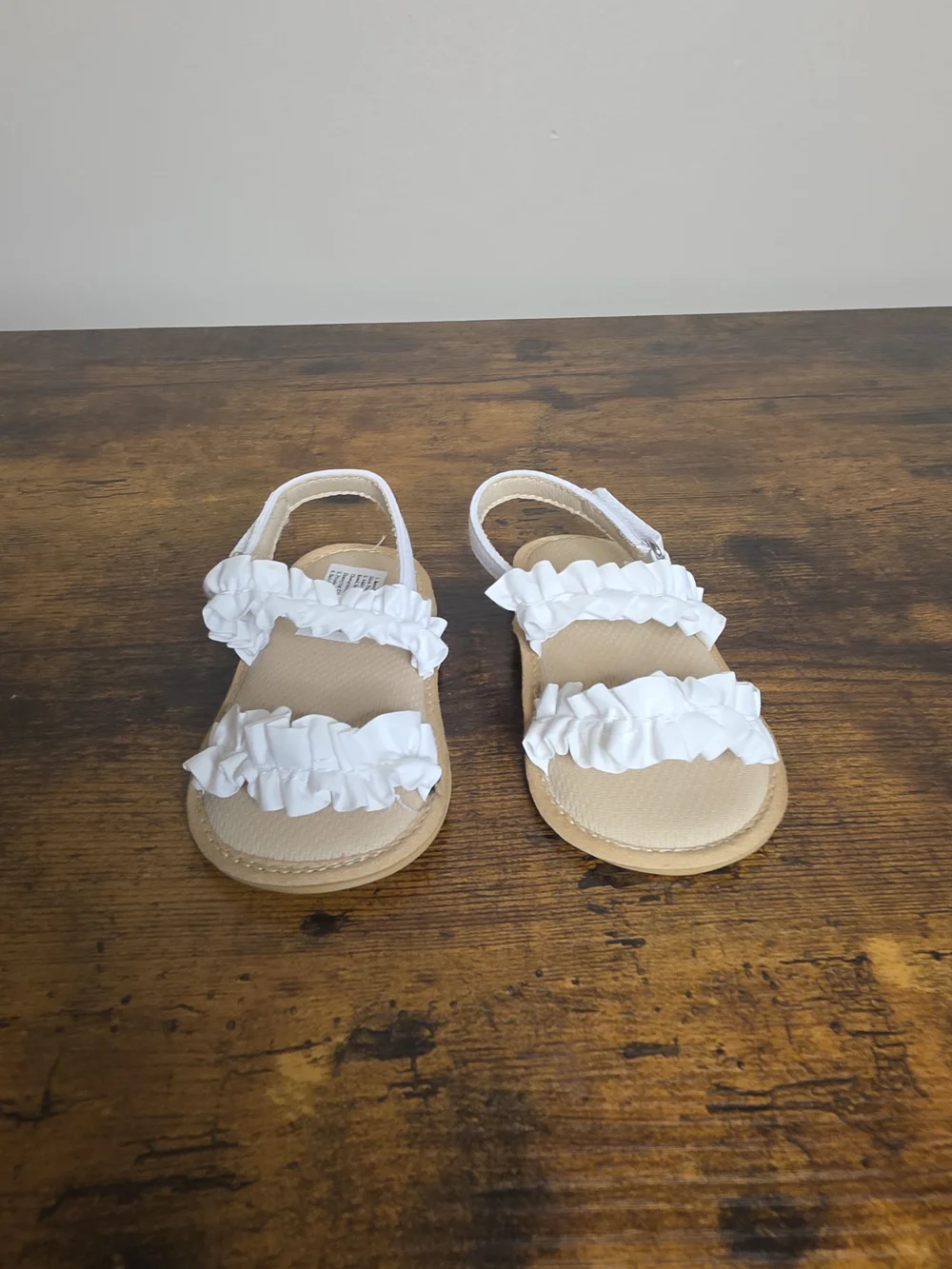 Toddler Girls White Ruffle Sandals – Size 4.5